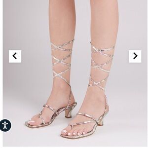 Paris Texas metallic snake-print heeled sandals size 8.5